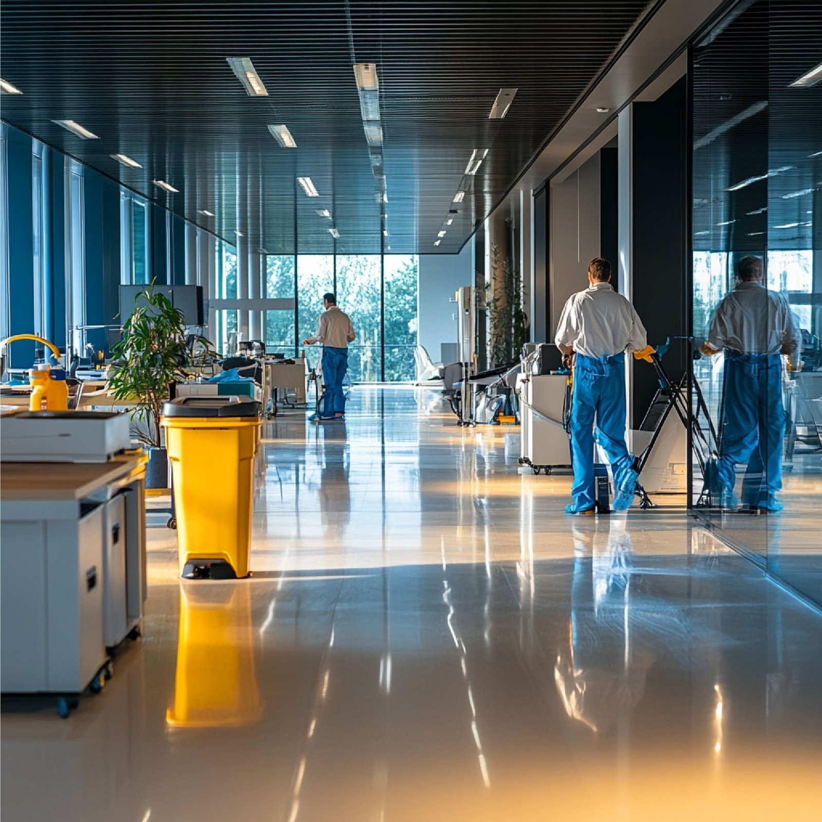 Sanitized commercial office workspace environment